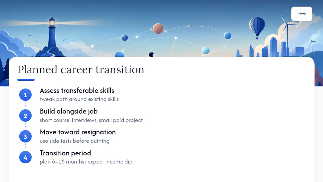 Career transition testing timeline
