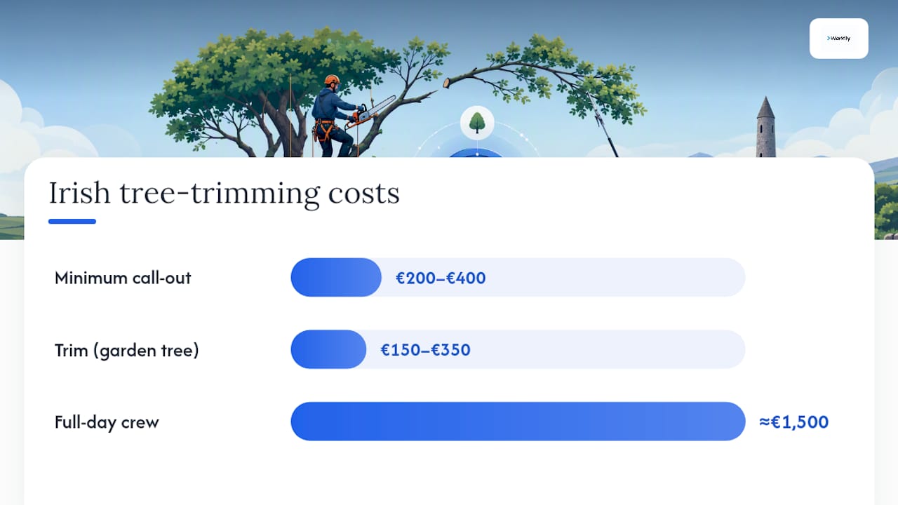 Irish tree trimming cost ranges in euros