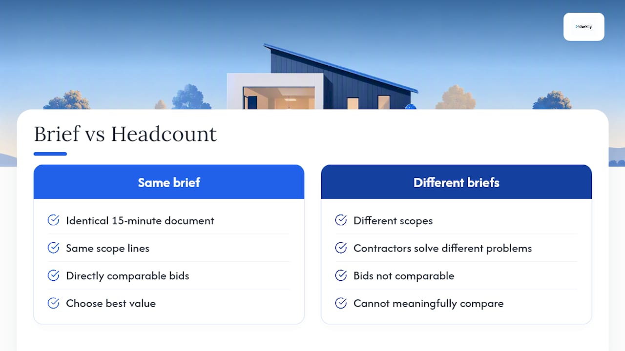 One brief producing three comparable contractor quotes