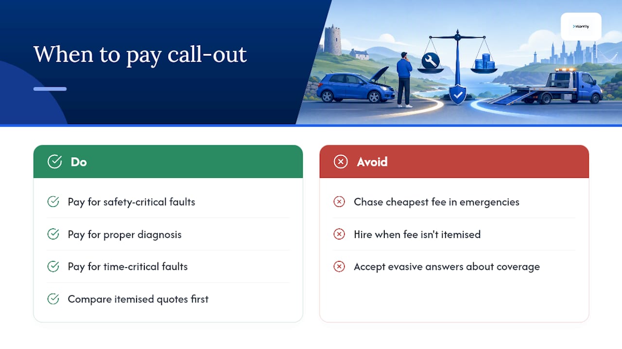 Weighing cost against reliability when a call out fee applies — overview diagram