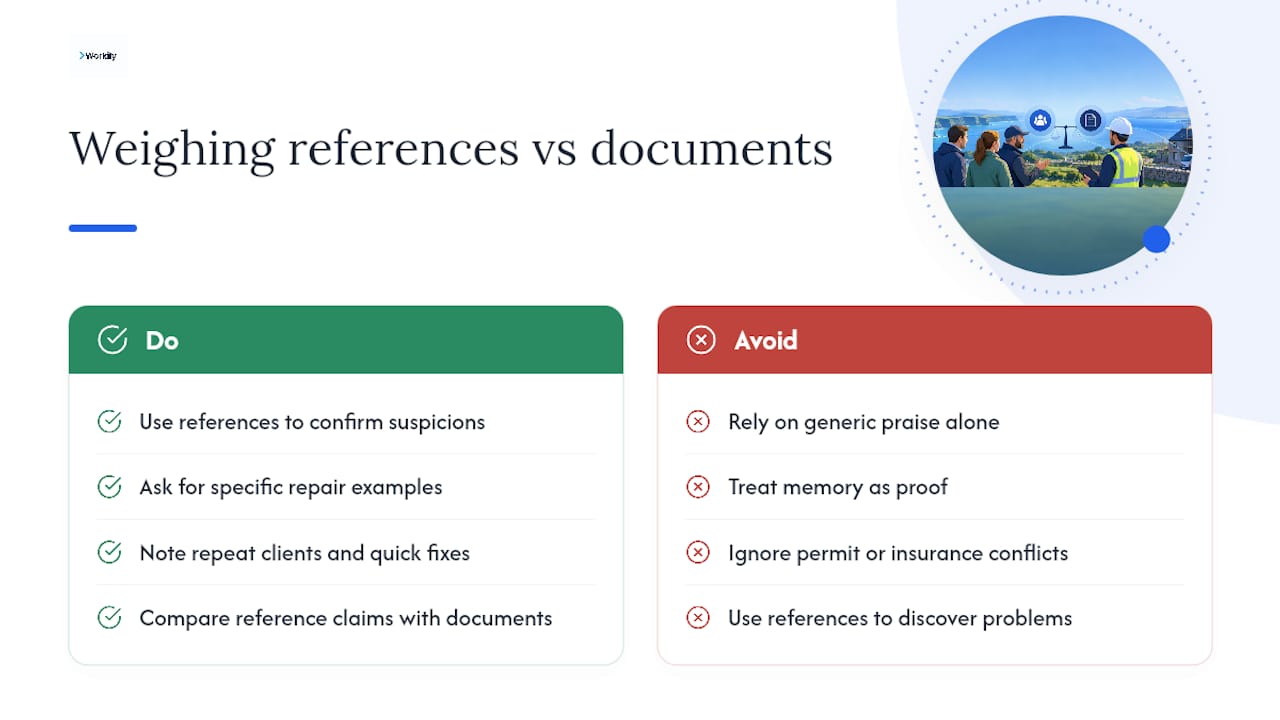 Weighing references against site visits and quotes — overview diagram