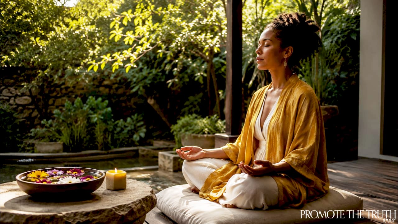 Woman meditating practicing non-attachment