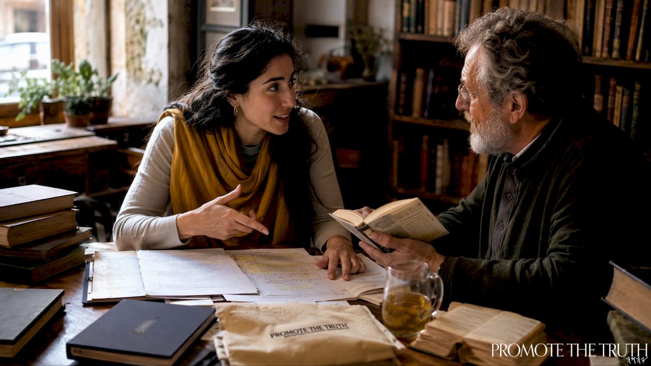 Two scholars discussing Hebrew idioms