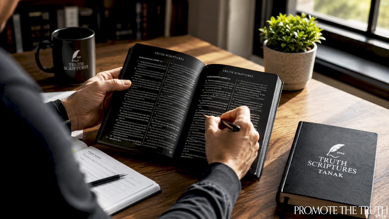 Hands annotating prophetic scripture verses