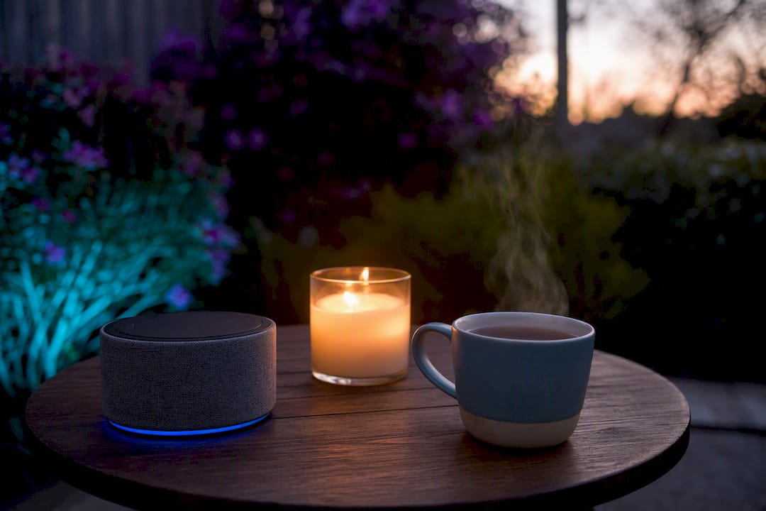 Candle and tea cup for calming environment
