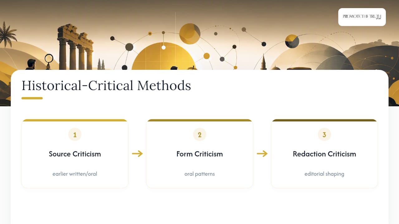 Diagram showing historical-critical methods and their relationships