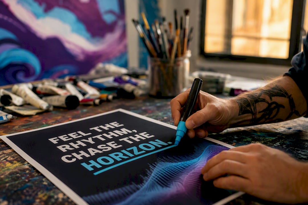 Hands highlighting key poster word