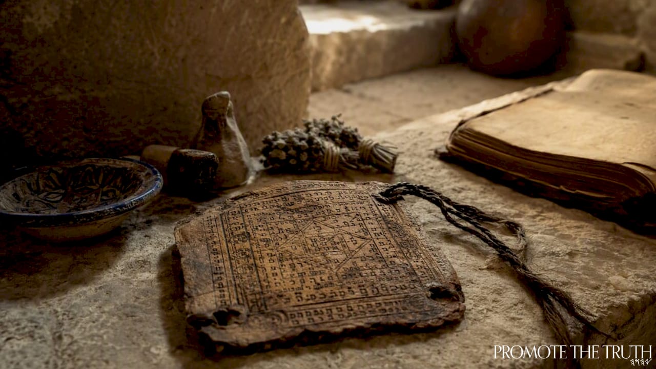 Medieval Jewish amulet with Hebrew letters