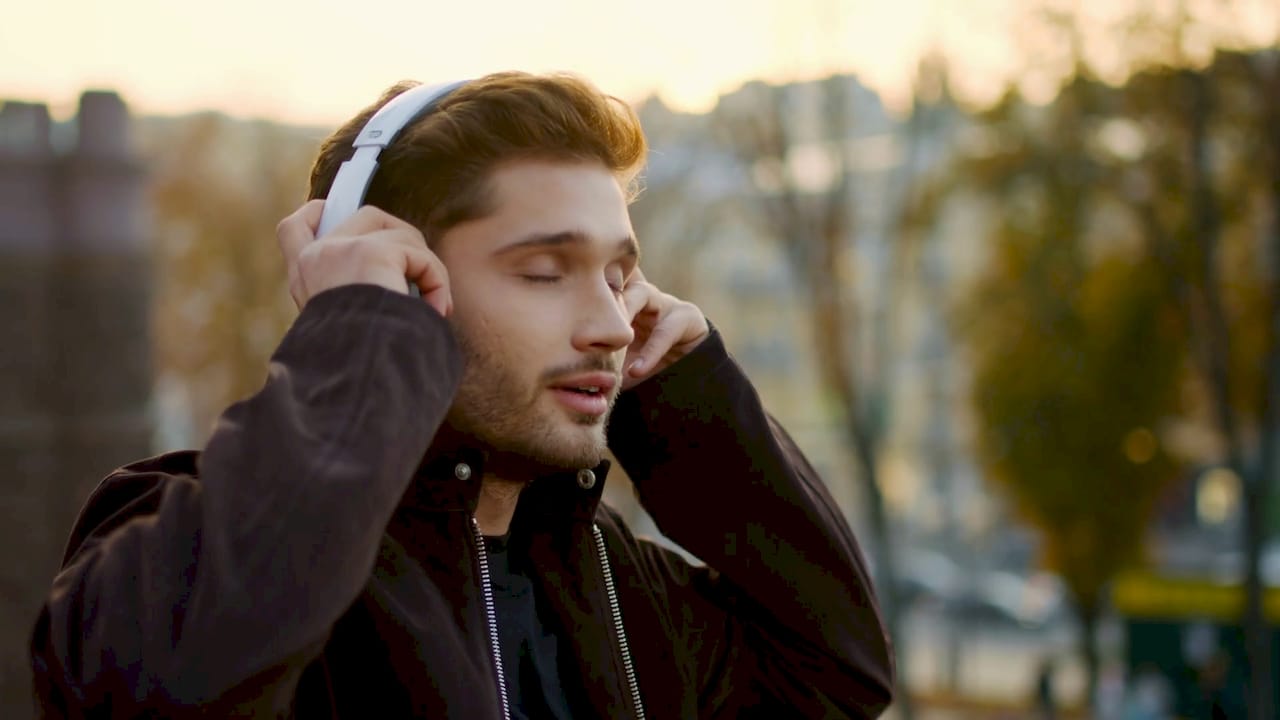 Portrait Emotional Hipster Guy Listening Stock Footage SBV ...