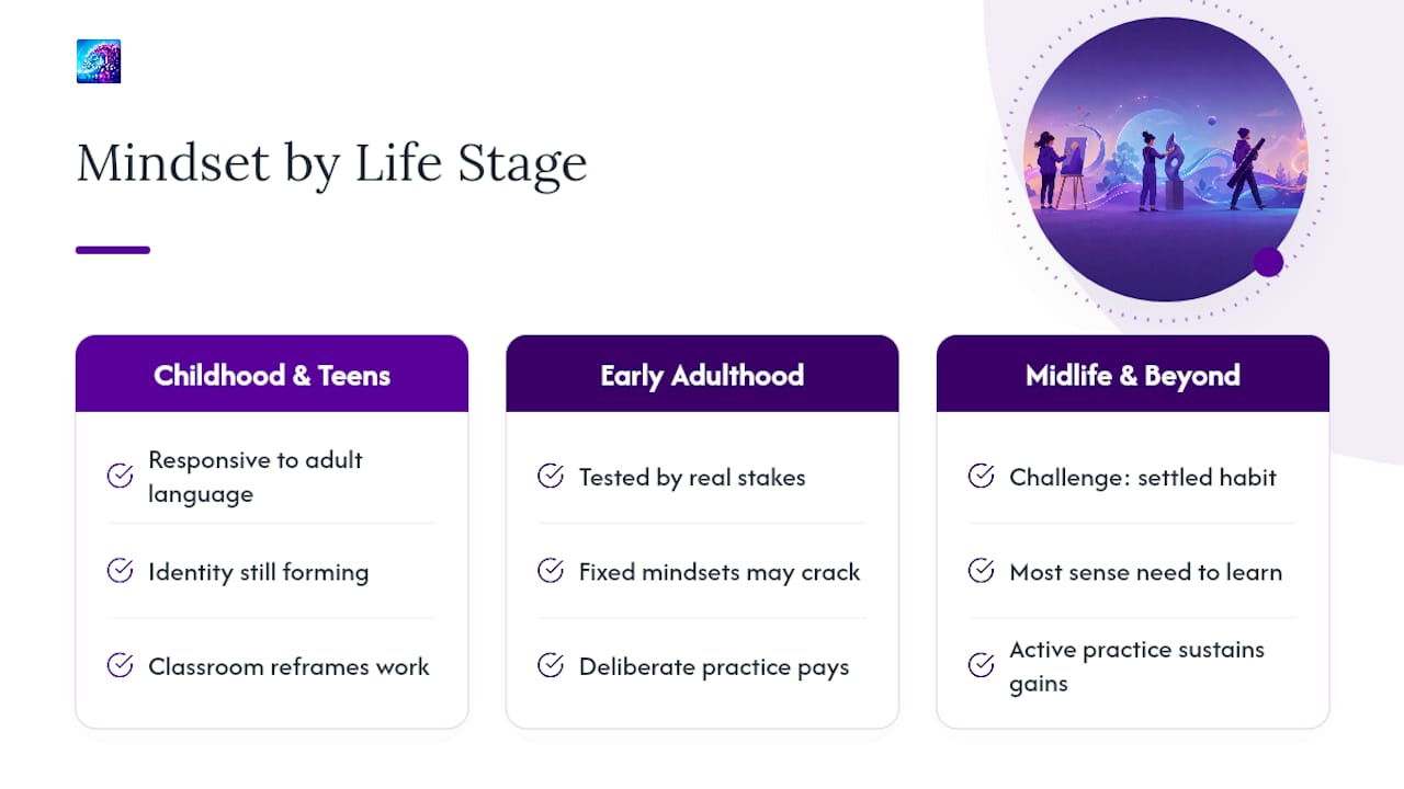 Mindset Development Changes Across Life Stages — overview diagram