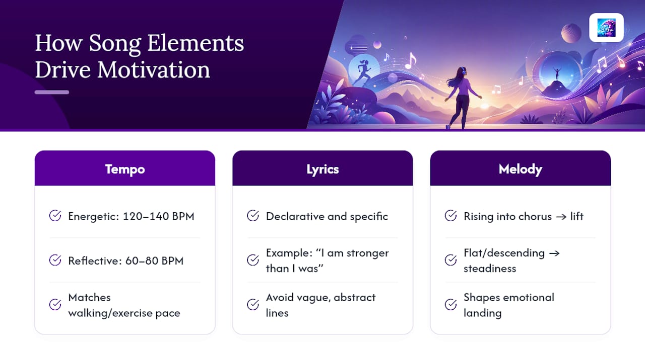 Three musical elements driving motivation