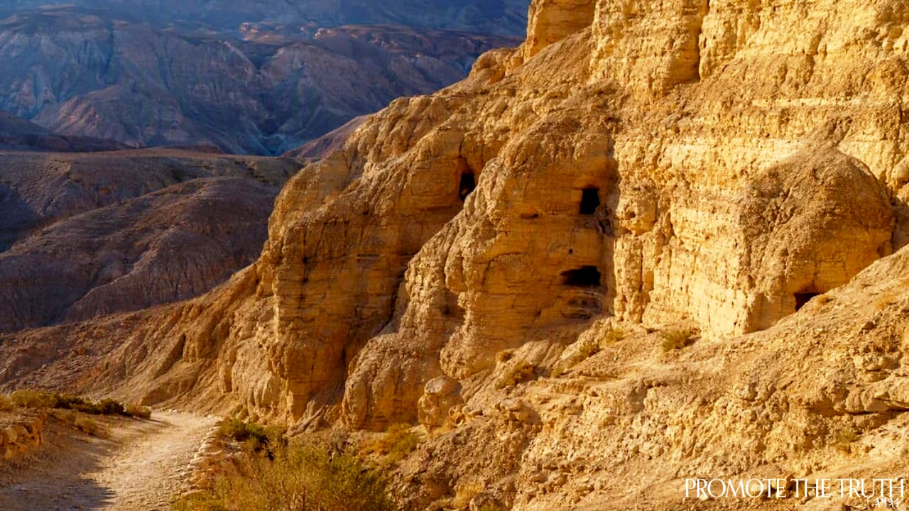 Qumran cave openings in Judean Desert