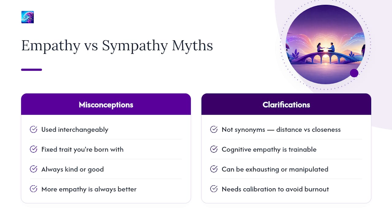 Common Misconceptions That Confuse Empathy and Sympathy — overview diagram