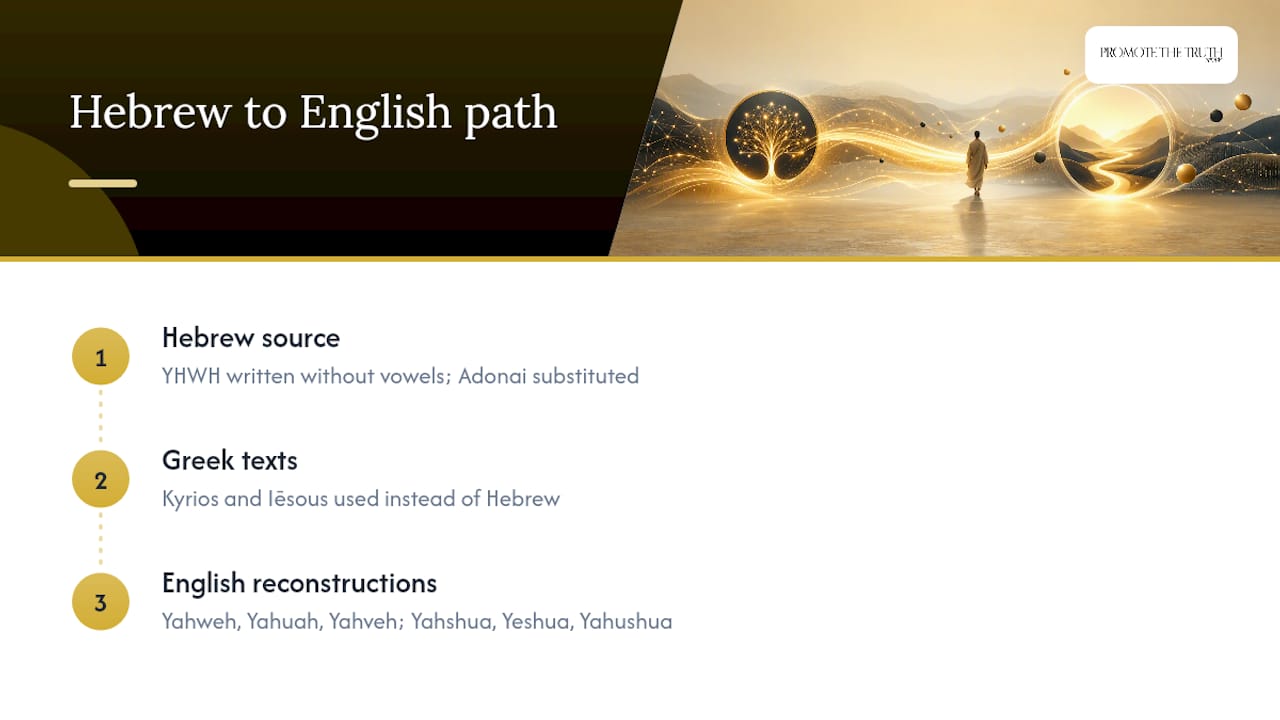 Language path showing competing sacred name forms