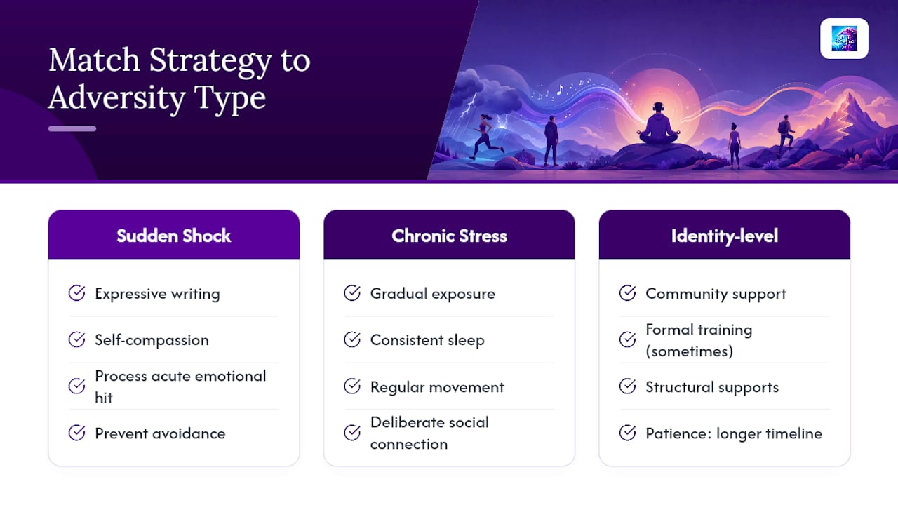 Strategies matched to three setback types