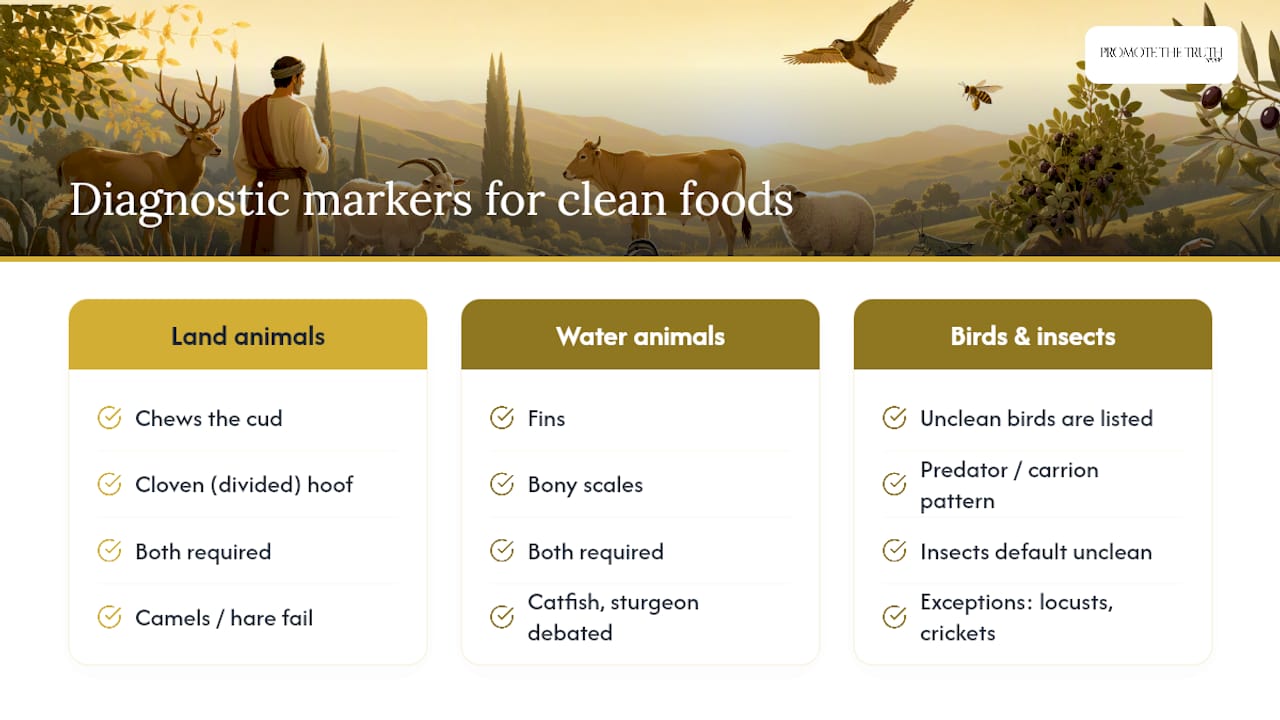 How to Apply the Bible's Diagnostic Markers for Clean and Unclean Foods — overview diagram