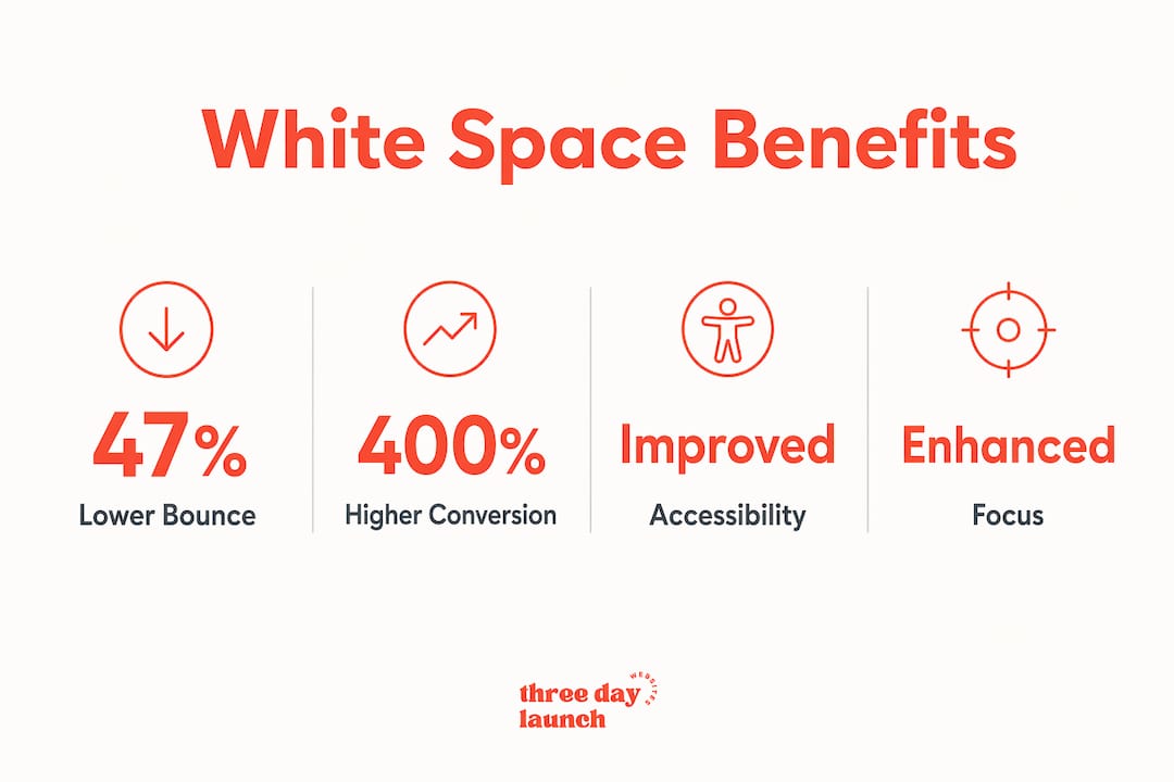 Infographic showing white space benefits with key stats Infographic showing white space benefits with key stats