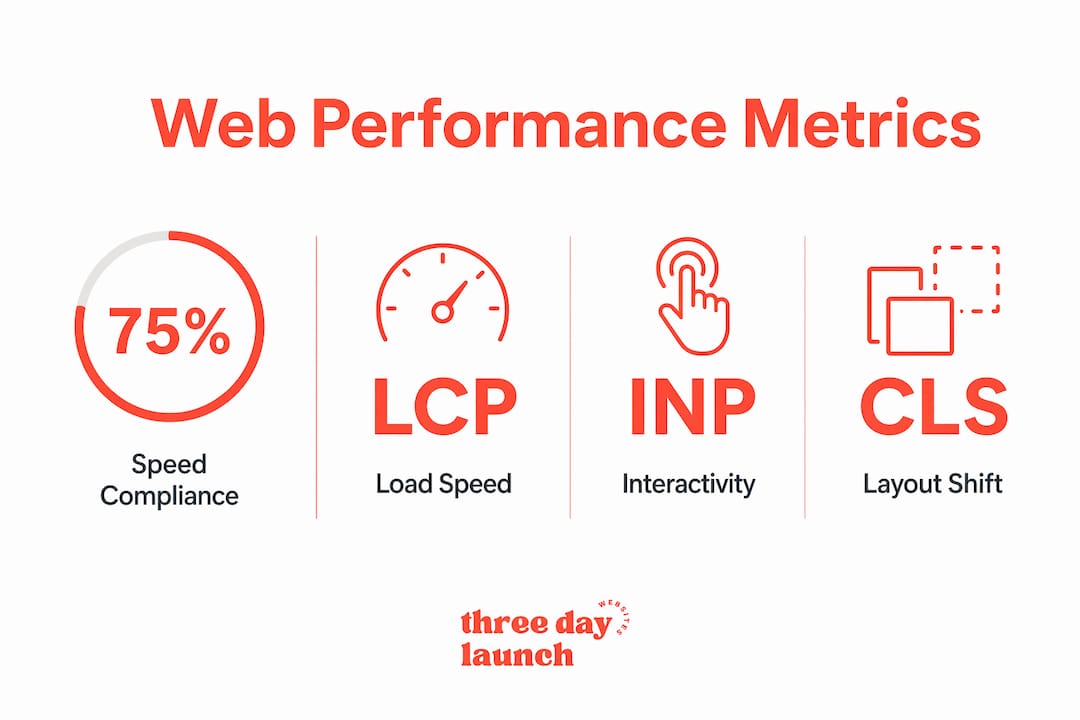 Infographic showing key Core Web Vitals performance metrics for websites Infographic showing key Core Web Vitals performance metrics for websites
