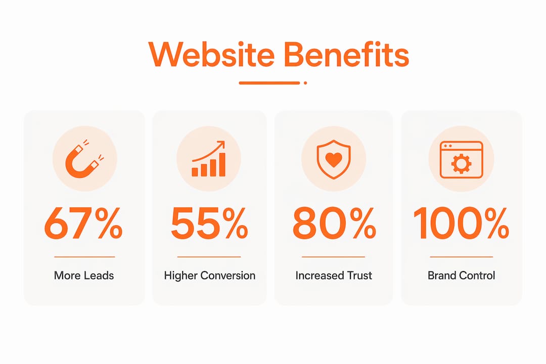 Infographic showing personal website benefits for coaches with key stats