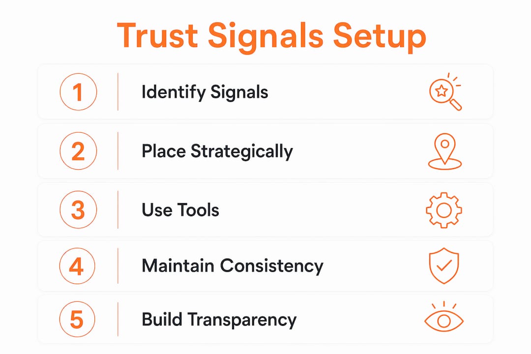 Infographic illustrating trust signal setup steps