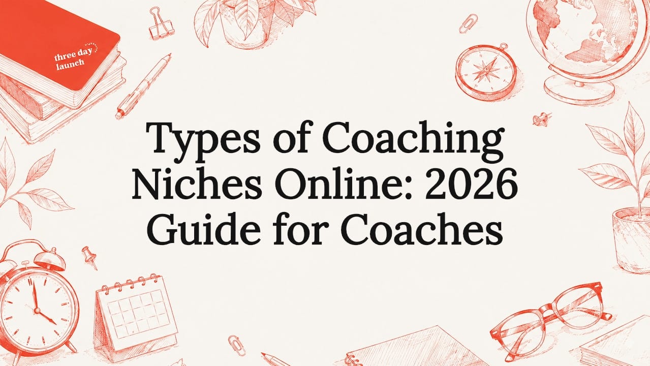 Types of online coaching niches 2026 guide title card for coaches