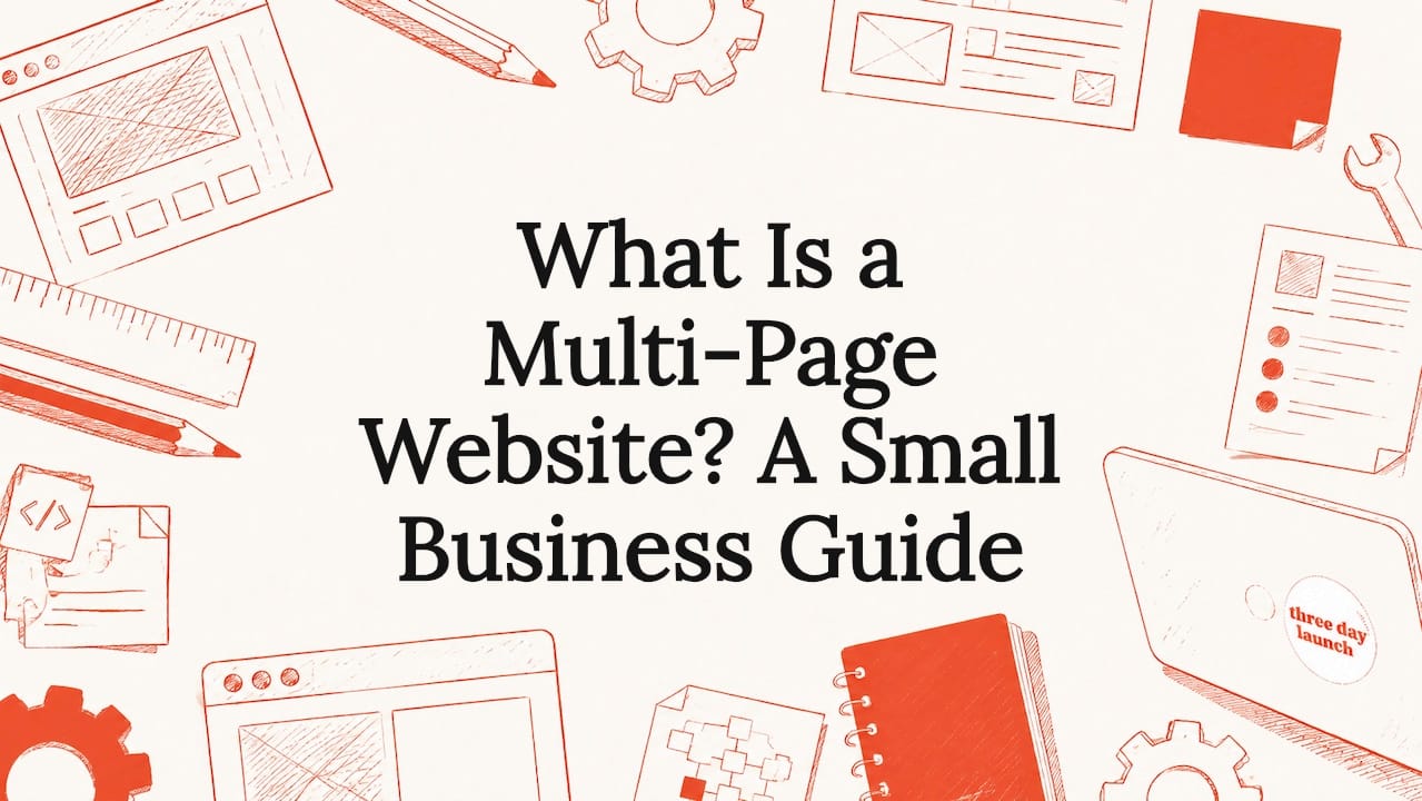 Illustrated title card for a small business guide to multi-page websites