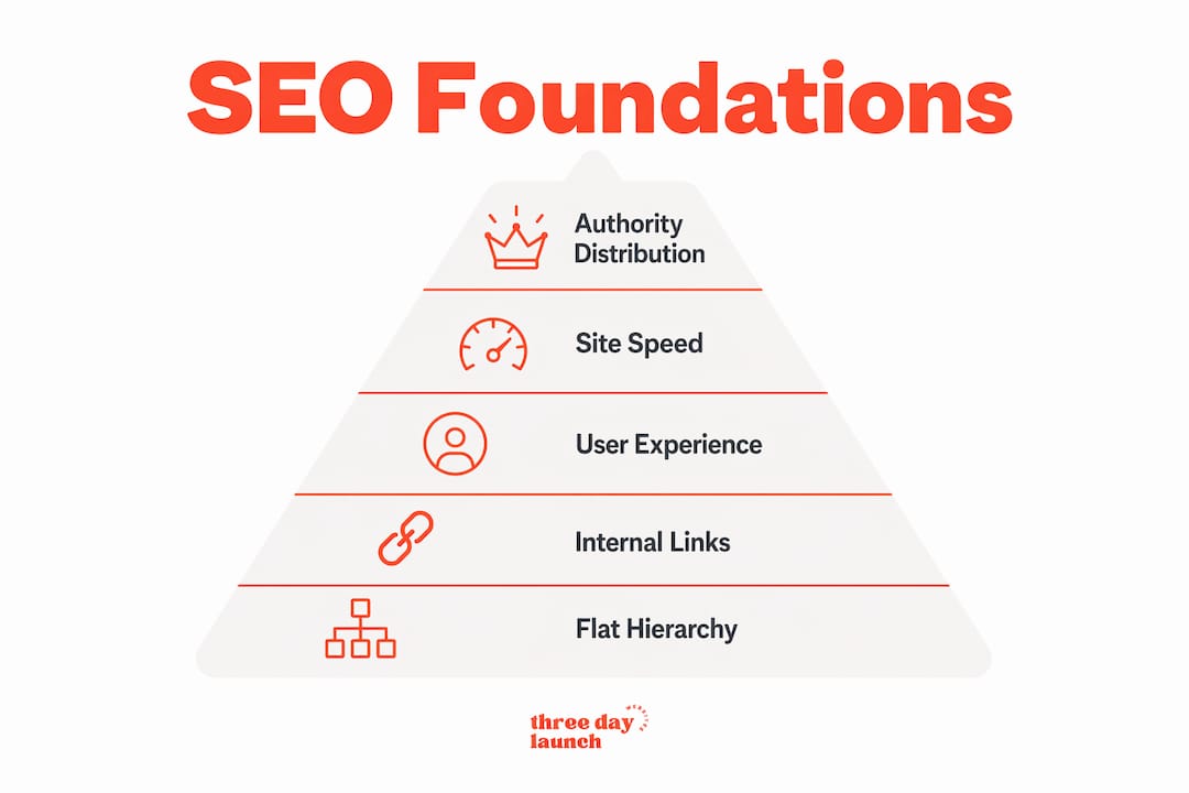 Infographic showing key SEO benefits of strong website architecture