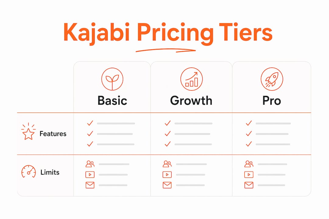 Infographic showing Kajabi pricing tiers hierarchy