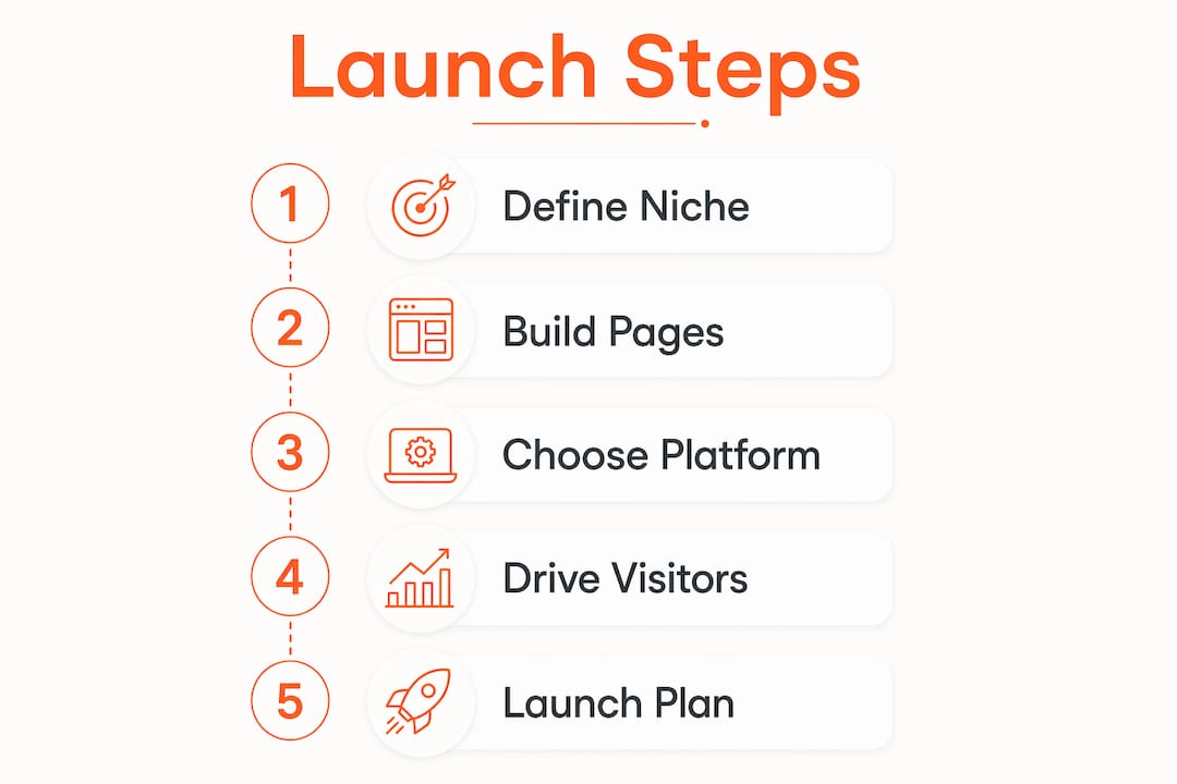 Infographic outlining personal brand coach website launch steps