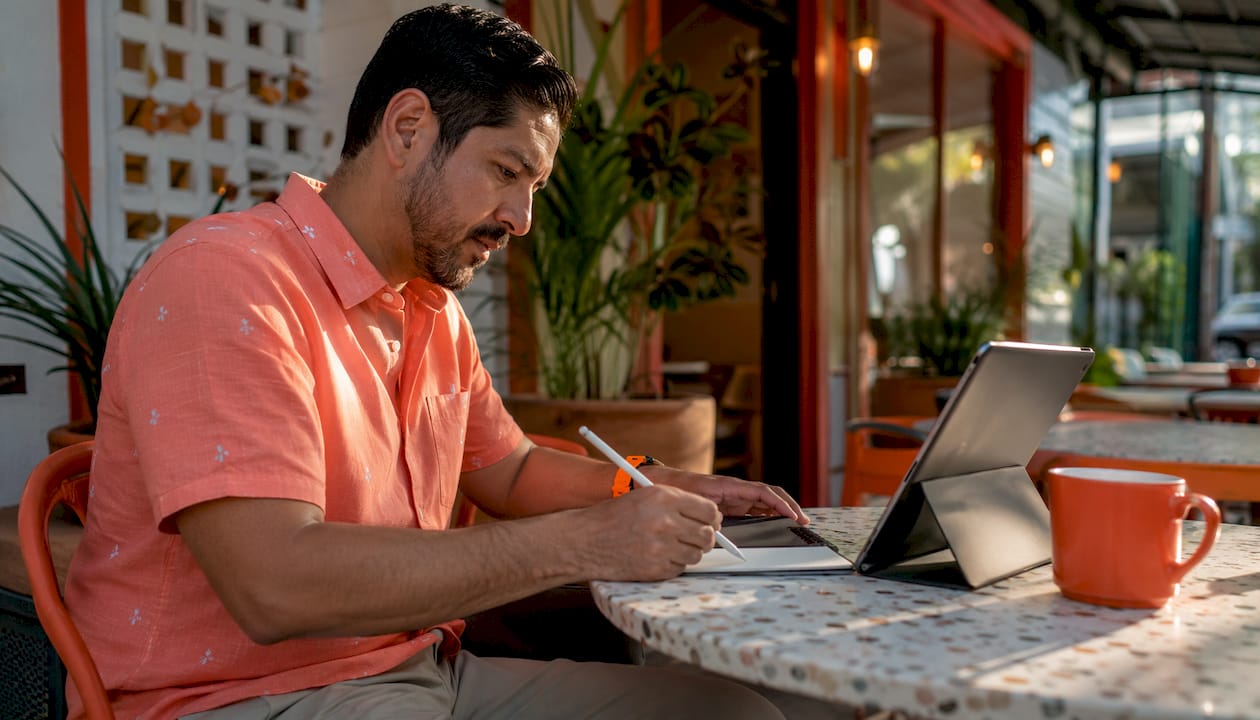 Man reviewing automated business dashboard
