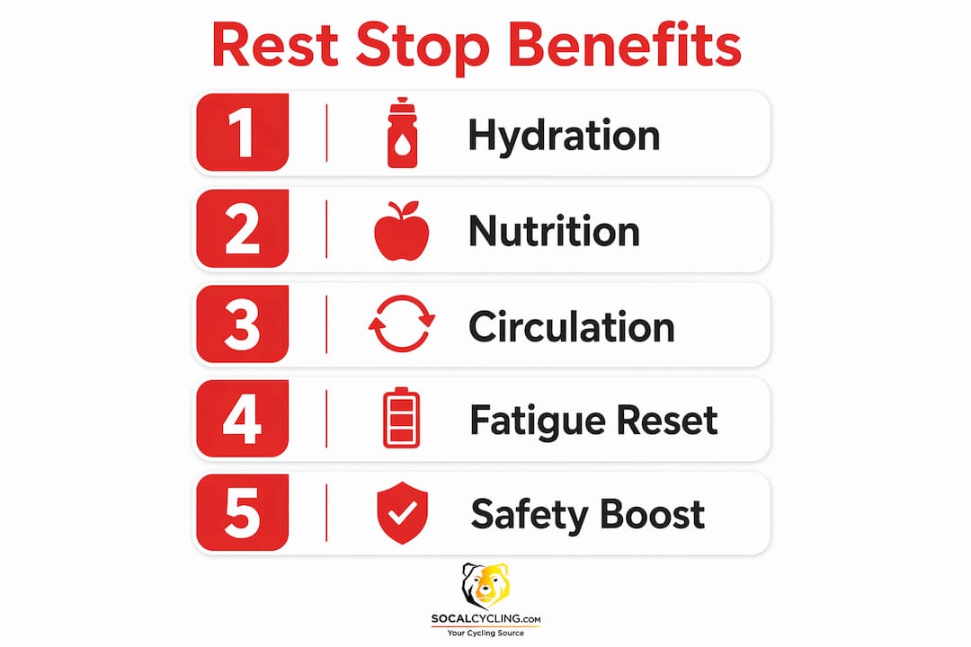 Infographic showing physiological benefits of cycling rest stops