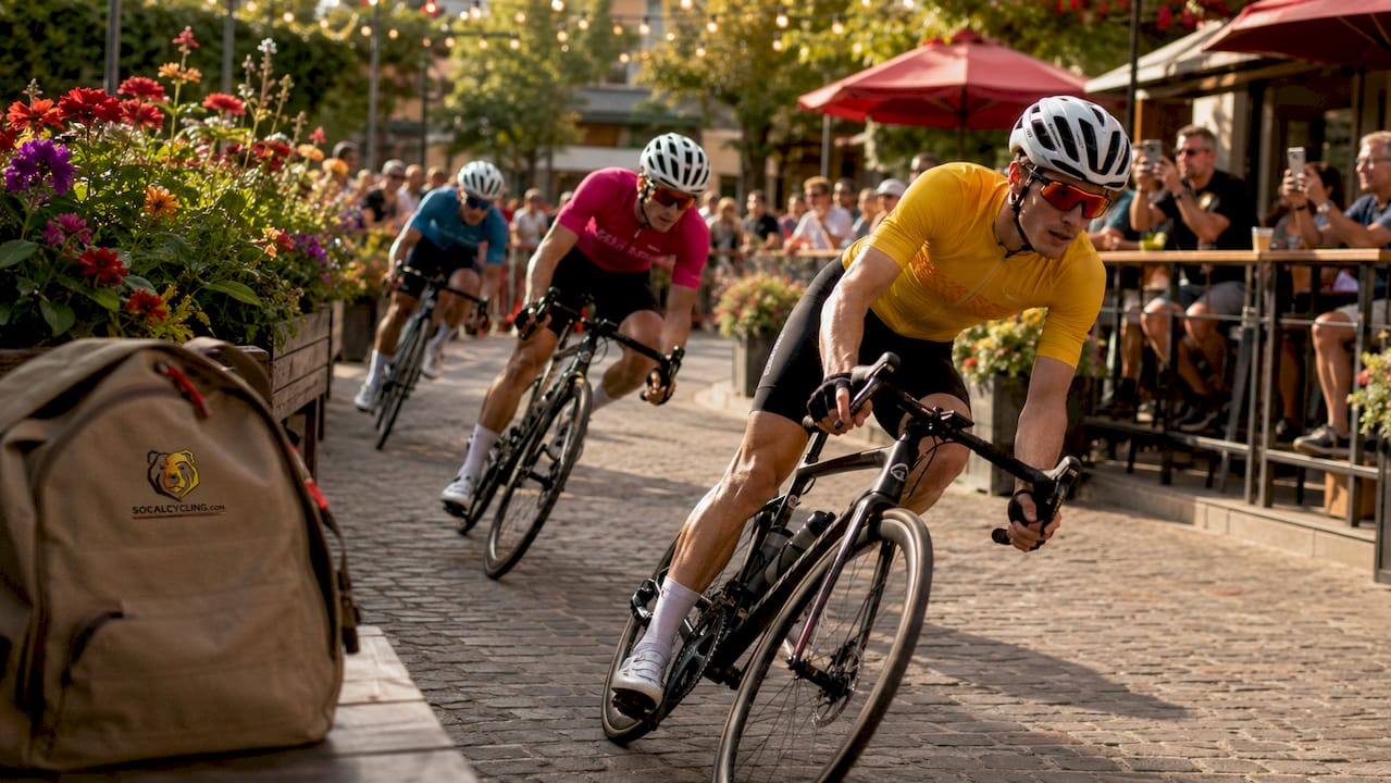 Beginners racing at criterium turn