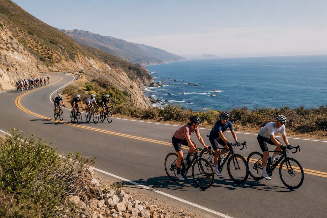 Cycling groups riding at different paces