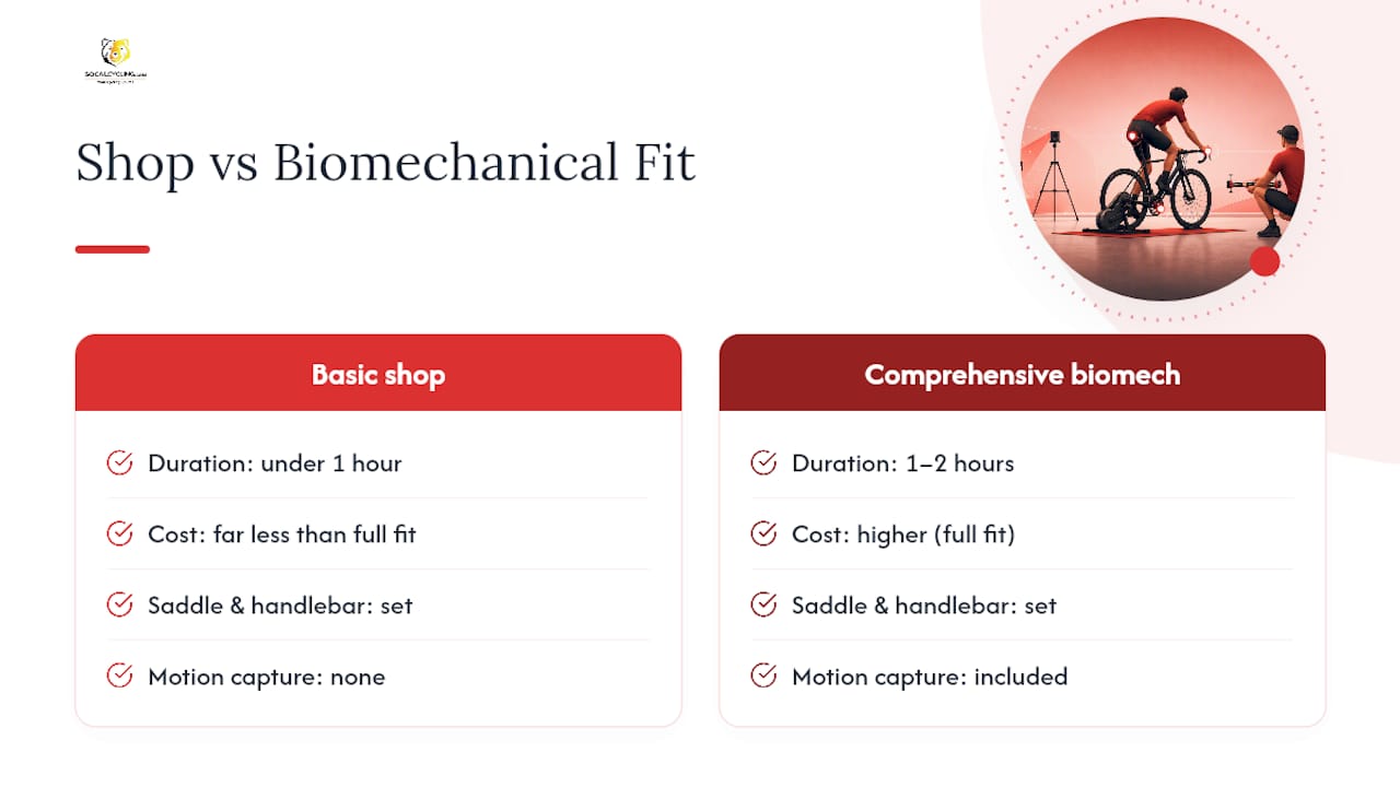 Basic and comprehensive bike fit comparison
