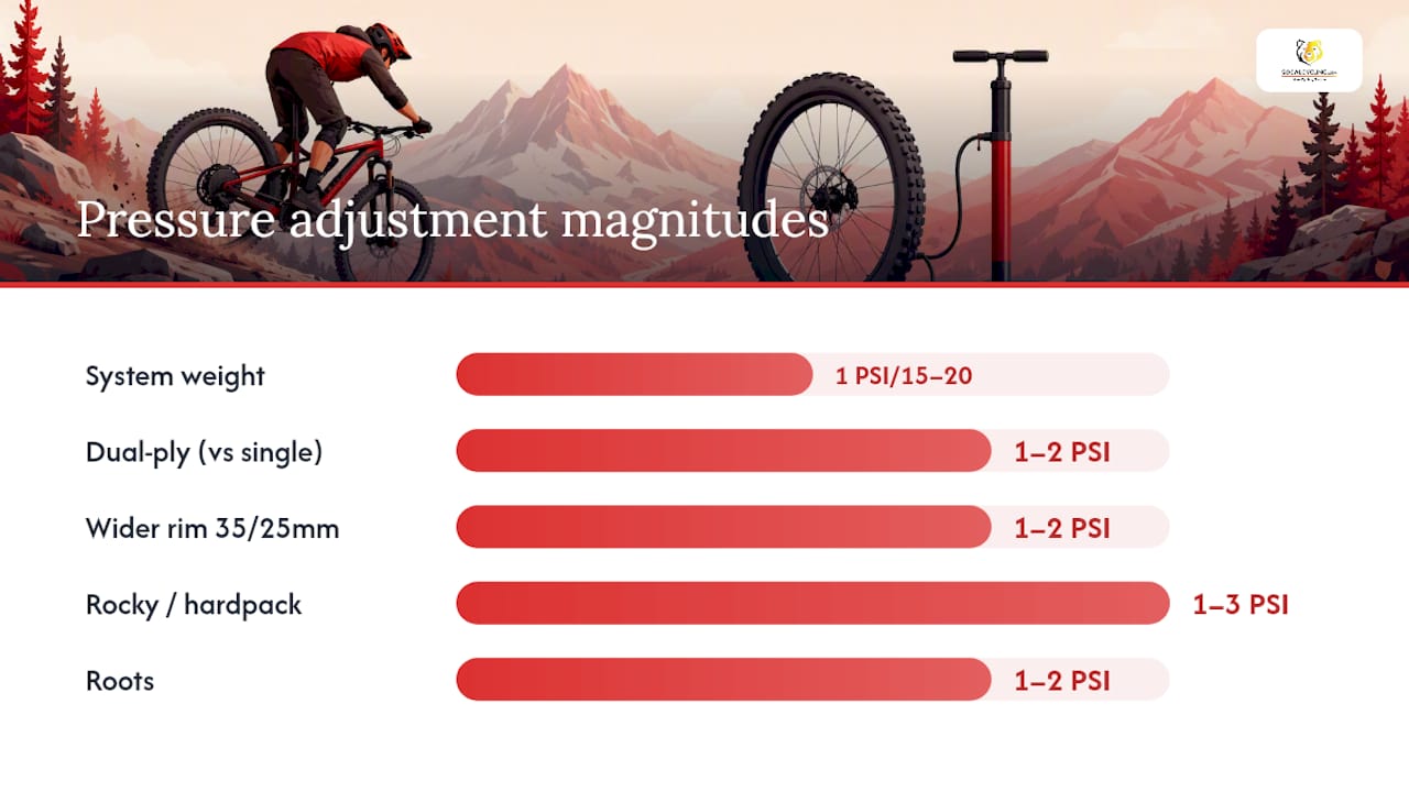 Tire pressure adjustments for weight and casing