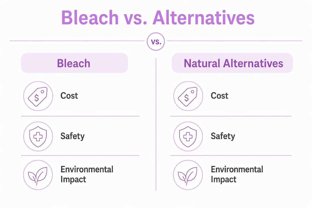 Infographic comparing bleach and natural disinfectants