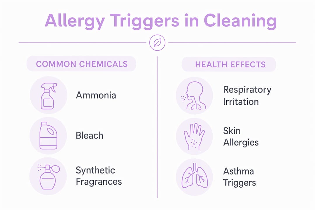 Infographic showing chemical allergy triggers and effects