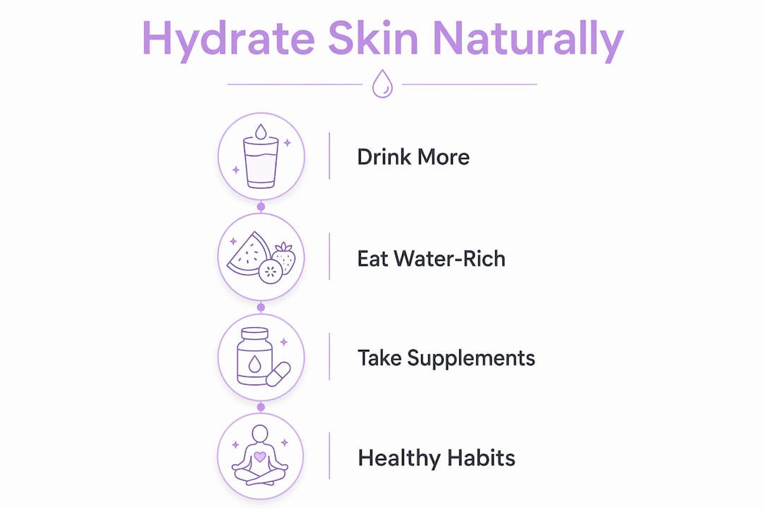 Infographic showing natural skin hydration steps