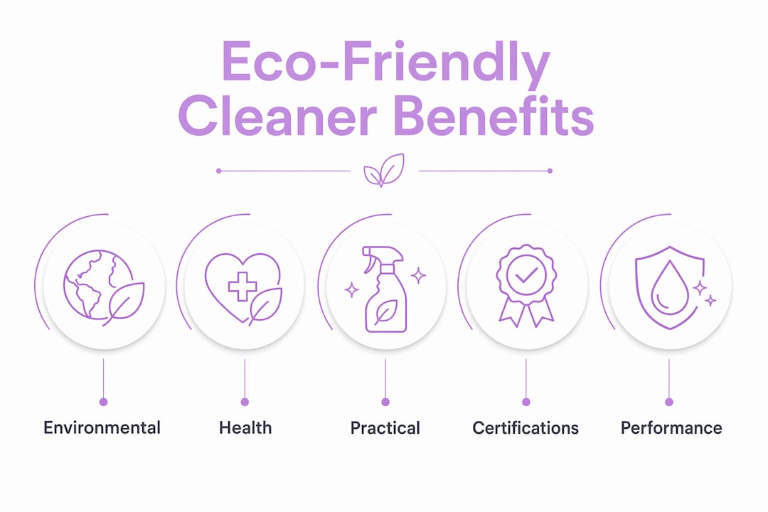 Infographic illustrating eco-friendly cleaner benefits