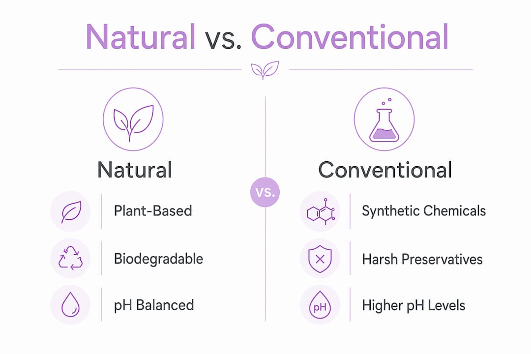 Infographic comparing natural and conventional grooming products