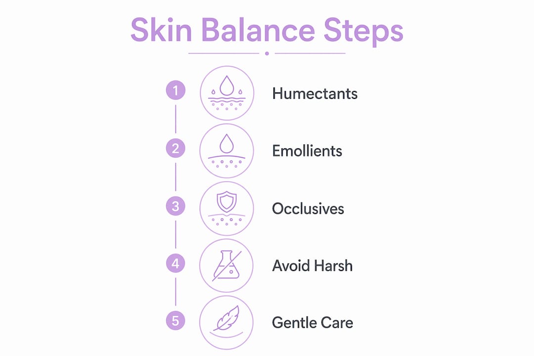 Infographic showing five steps of natural skin balance