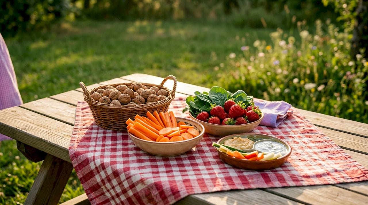 Antioxidant rich foods arranged on kitchen counter