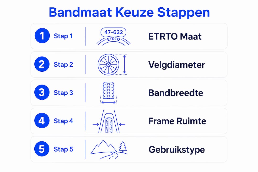 Infographic: zo bepaal je de juiste bandmaat voor jouw e-bike – stap voor stap uitgelegd