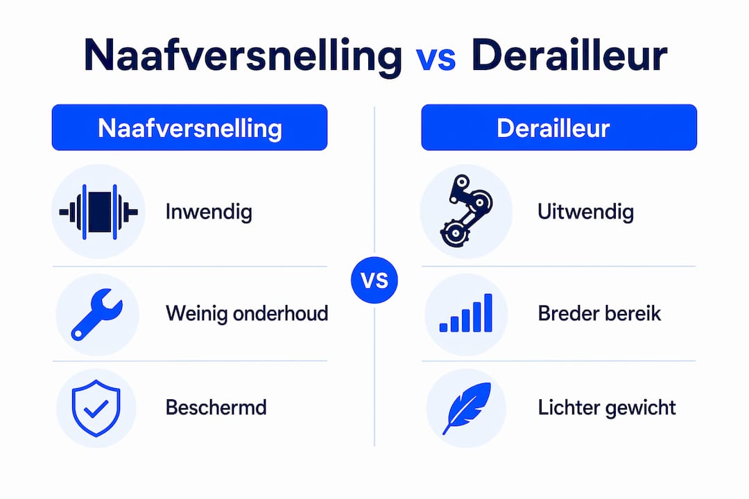 Infographic: naafversnelling versus derailleur – wat zijn de verschillen?