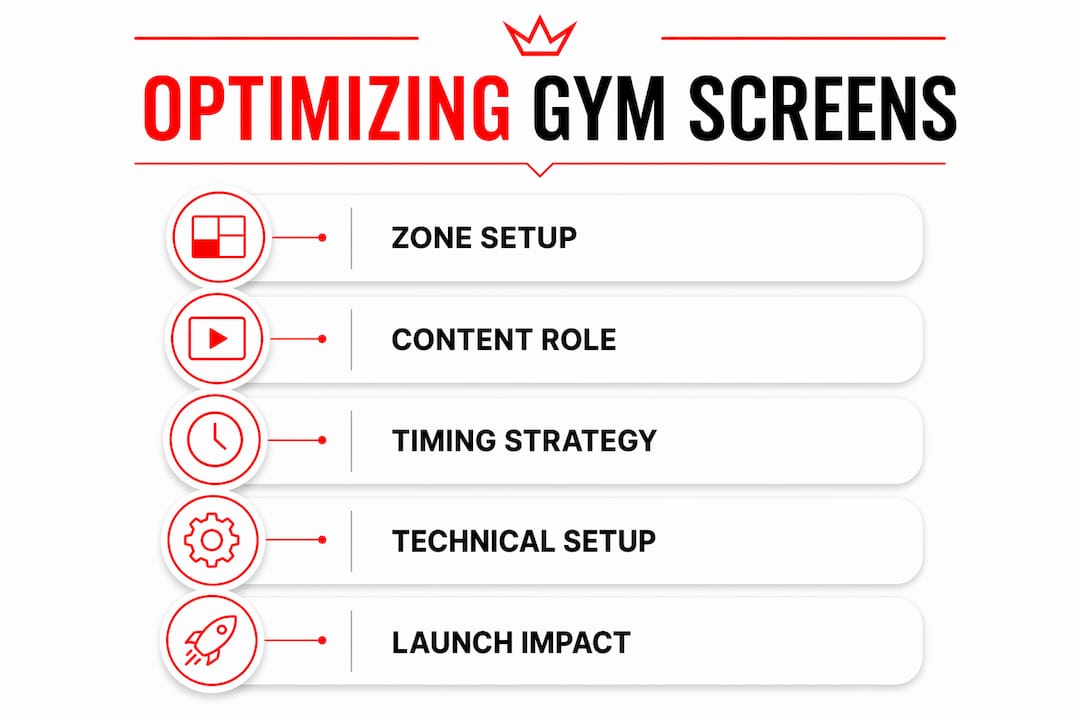 Infographic illustrating gym screen optimization steps