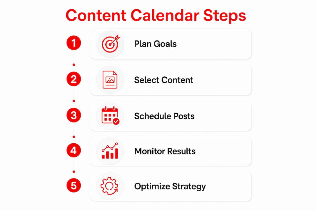 Infographic of gym content calendar steps
