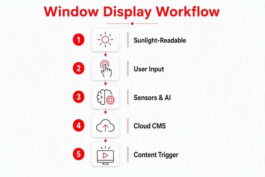 Infographic of interactive window display process steps