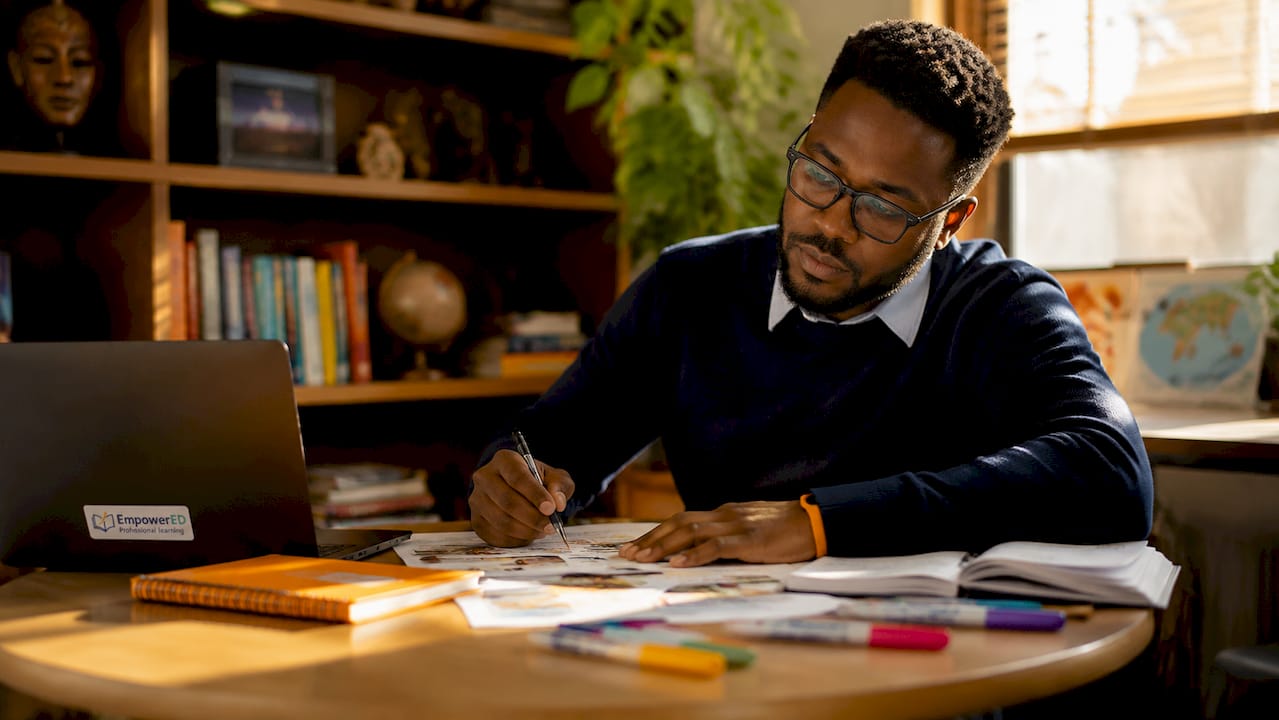 Teacher preparing culturally integrated lesson plans