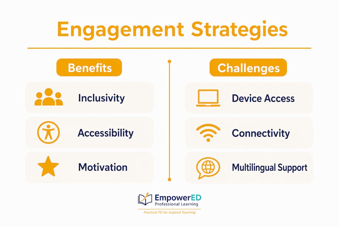 Infographic comparing benefits and challenges of engagement