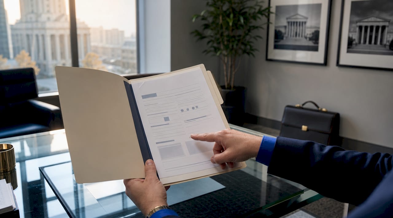 Close-up of hands pointing to gaps in medical records